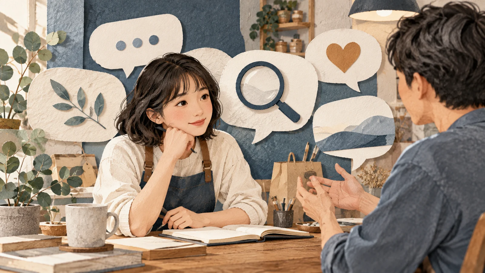 主題情境插畫：小品牌 Threads 回覆語氣指南：真實、具體與有邊界