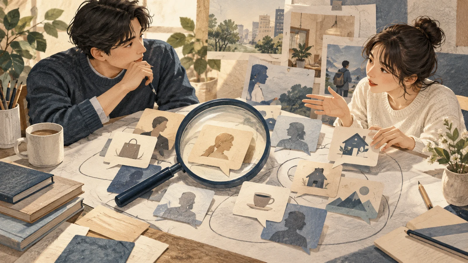 主題情境插畫：Threads 關鍵字監看清單怎麼分？從品牌詞到需求情境
