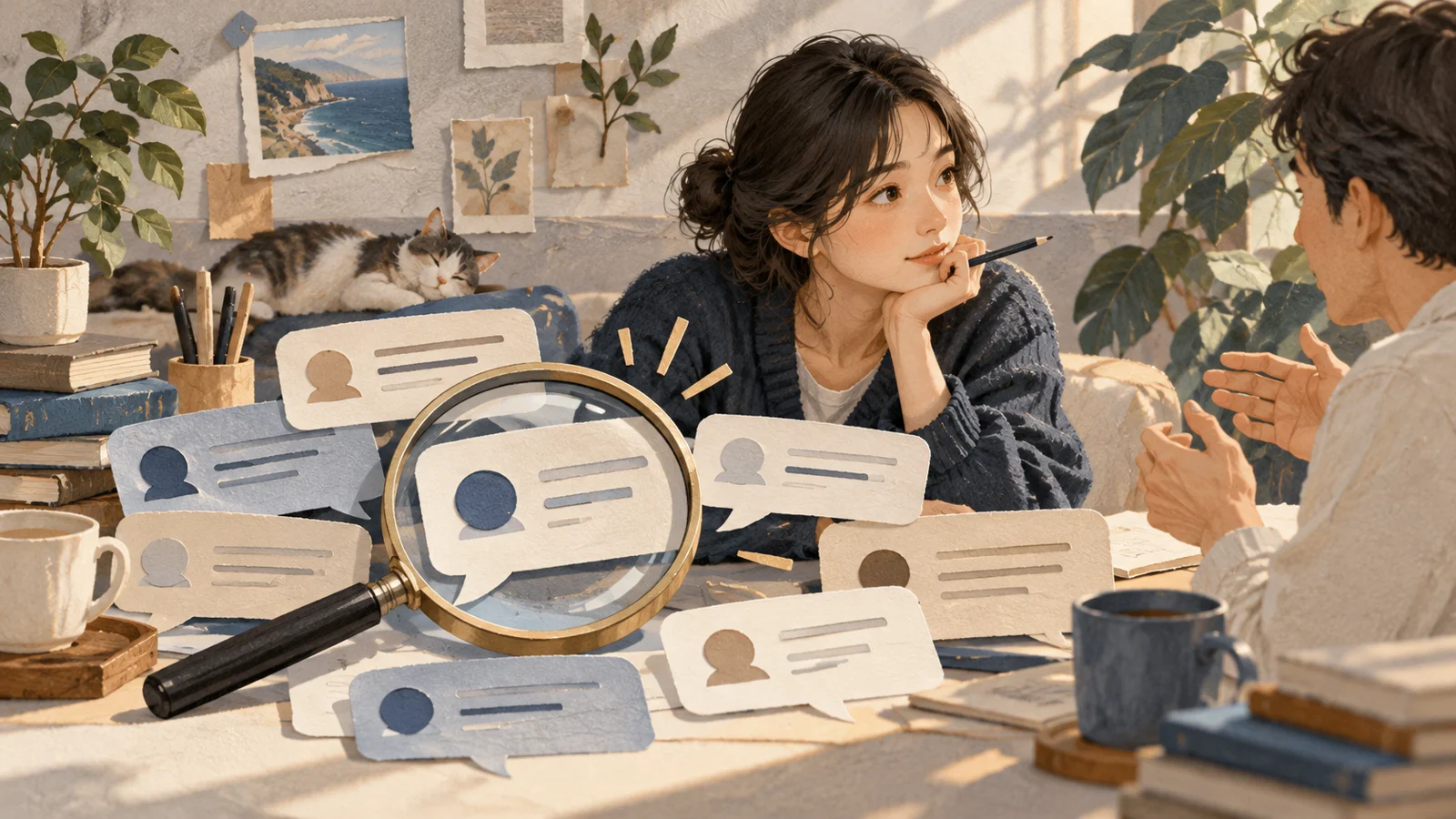 主題情境插畫：沒有靈感時，怎麼找出一則 Threads 回覆的切入點？